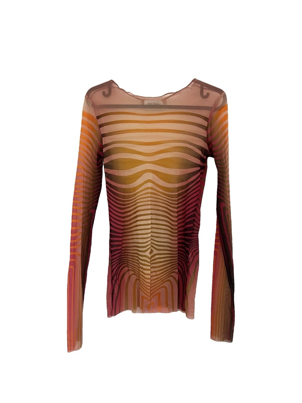 Jean Paul Gaultier Body morphing mesh long sleeve tee. Size M